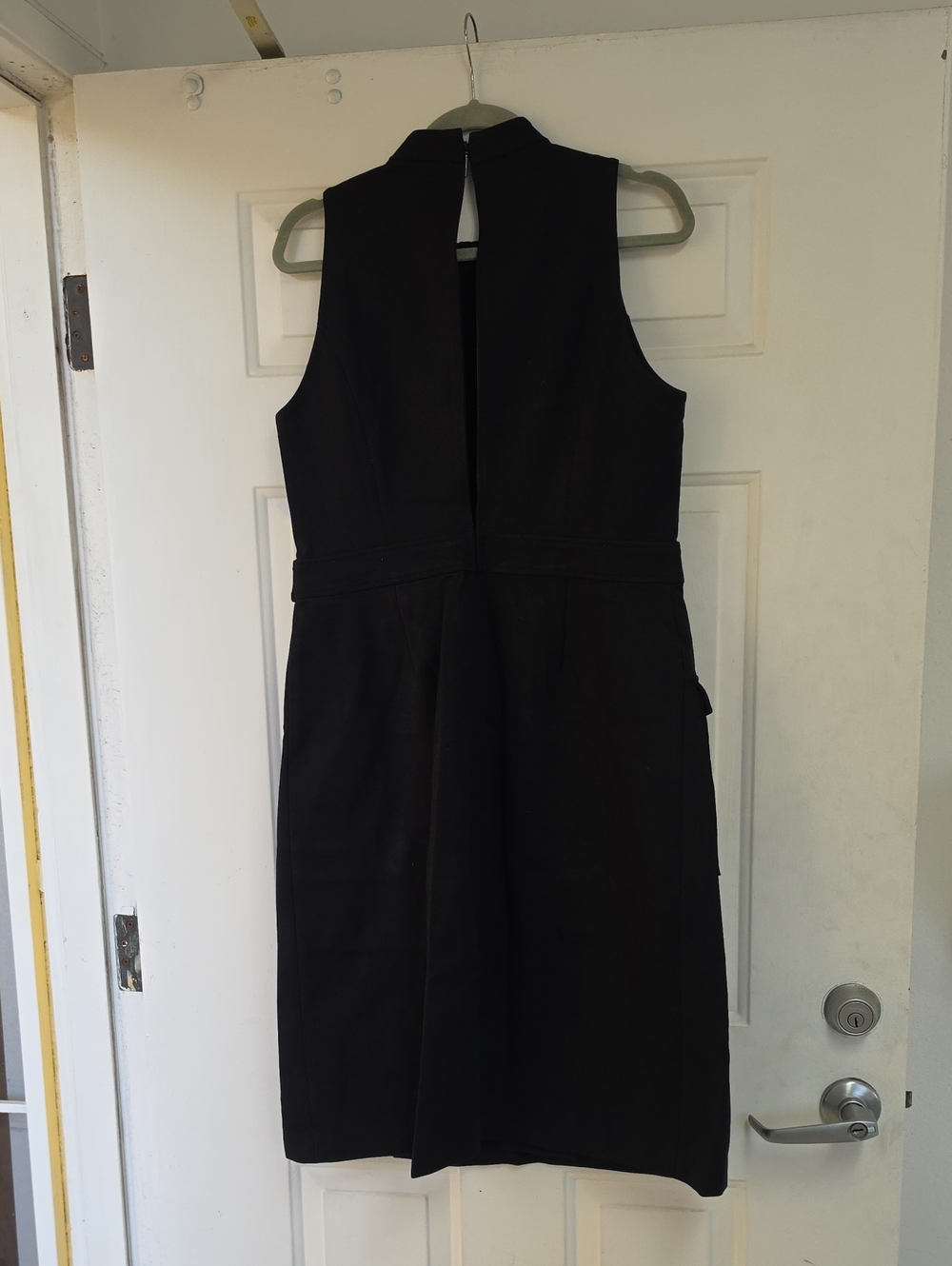 Spanx Sleeveless Ponte Cargo Dress featuring a faux-wrap skirt and a d-ring belt - Picture 6 of 9